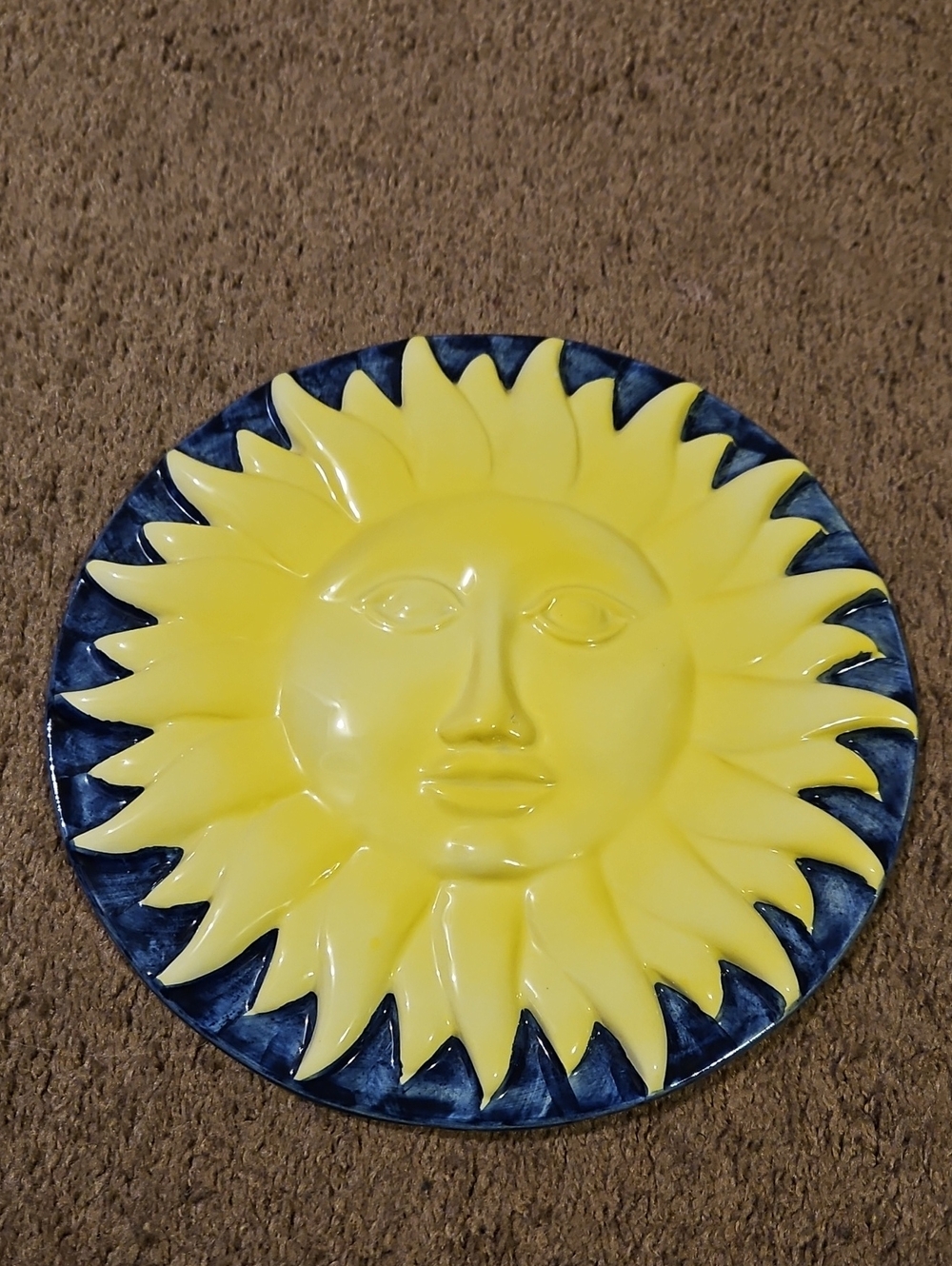 Celestial Yellow Sun Ceramic Wall Decor